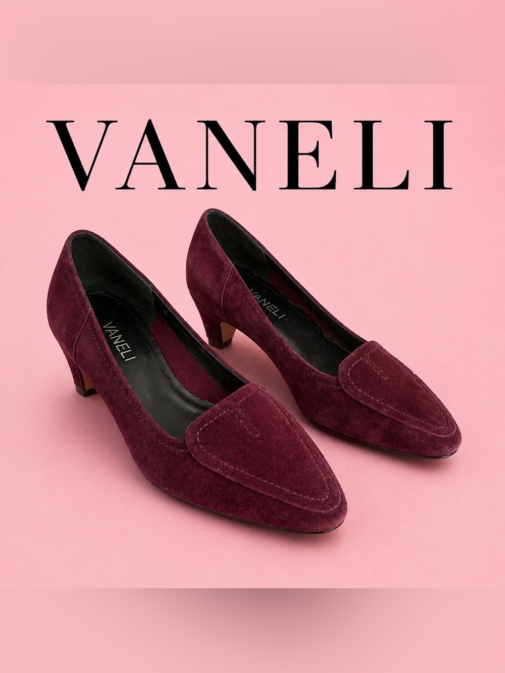 VAN Eli Burgundy Suede Loafers Low Heel Vero Cuoio Italy Women’s 8